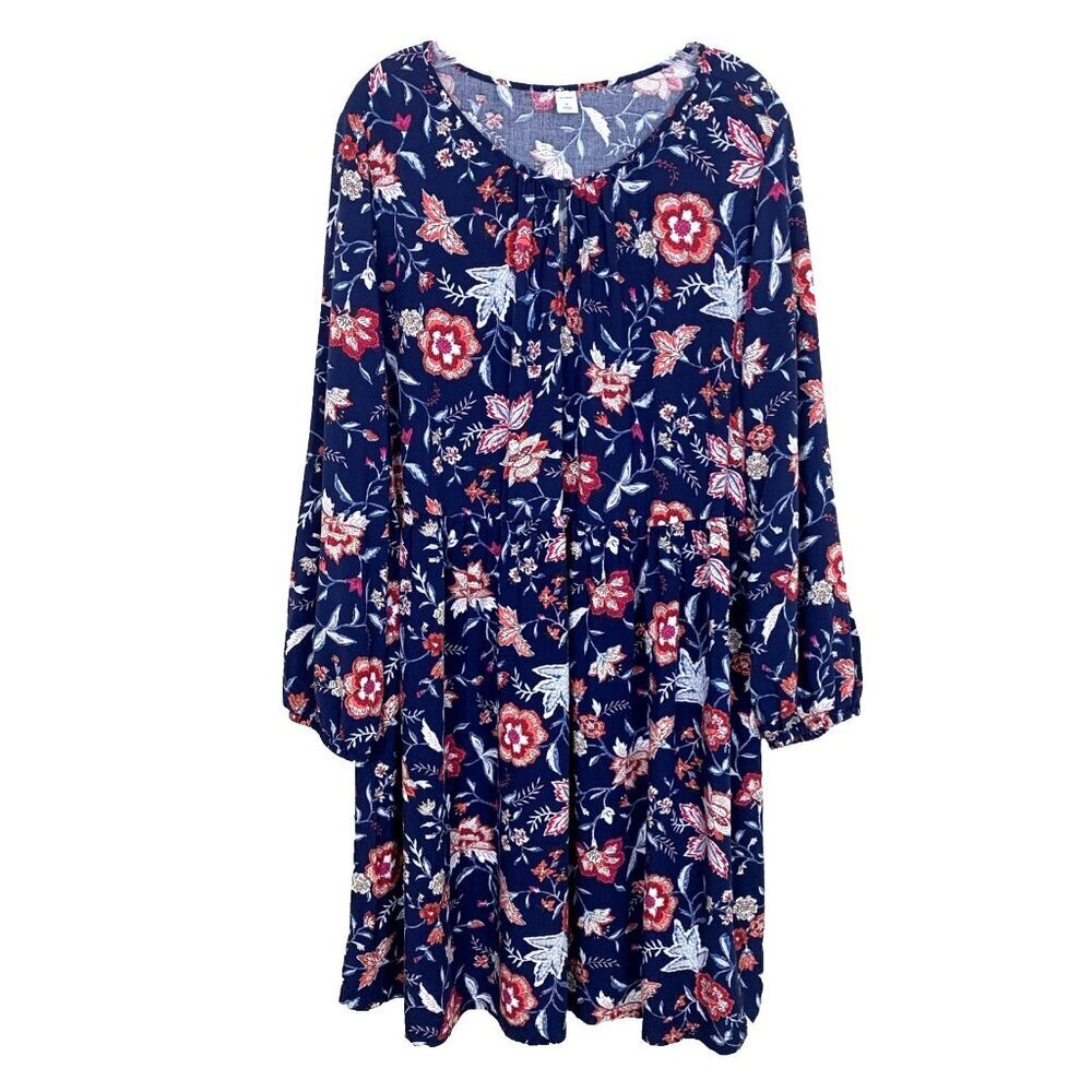 Old Navy Womens XL Dress Floral Paisley Western Boho Peasant Festival Navy‎ Blue